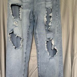 BDG Distressed Light Blue Women's Jeans-relaxed/baggy fit
